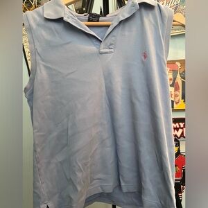 Ralph Lauren Women Sport Polo Top L with Blue and Pink Pony Logo